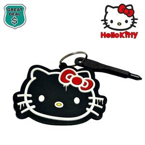 Sanrio Hello Kitty Rubber Key Keychain Bag Charm Accessory. Bonus Tool Included!